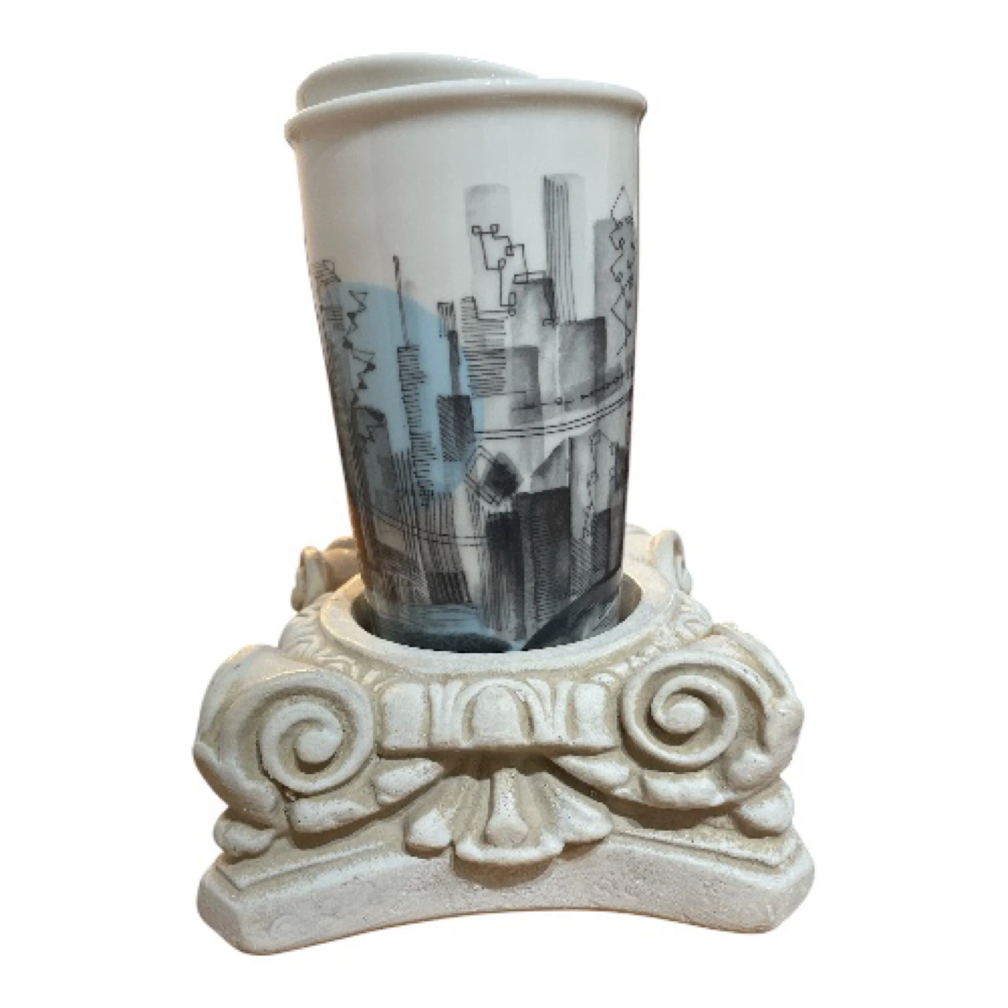 •Ceramic Travel Mug with Cityscape Design - photo 3
