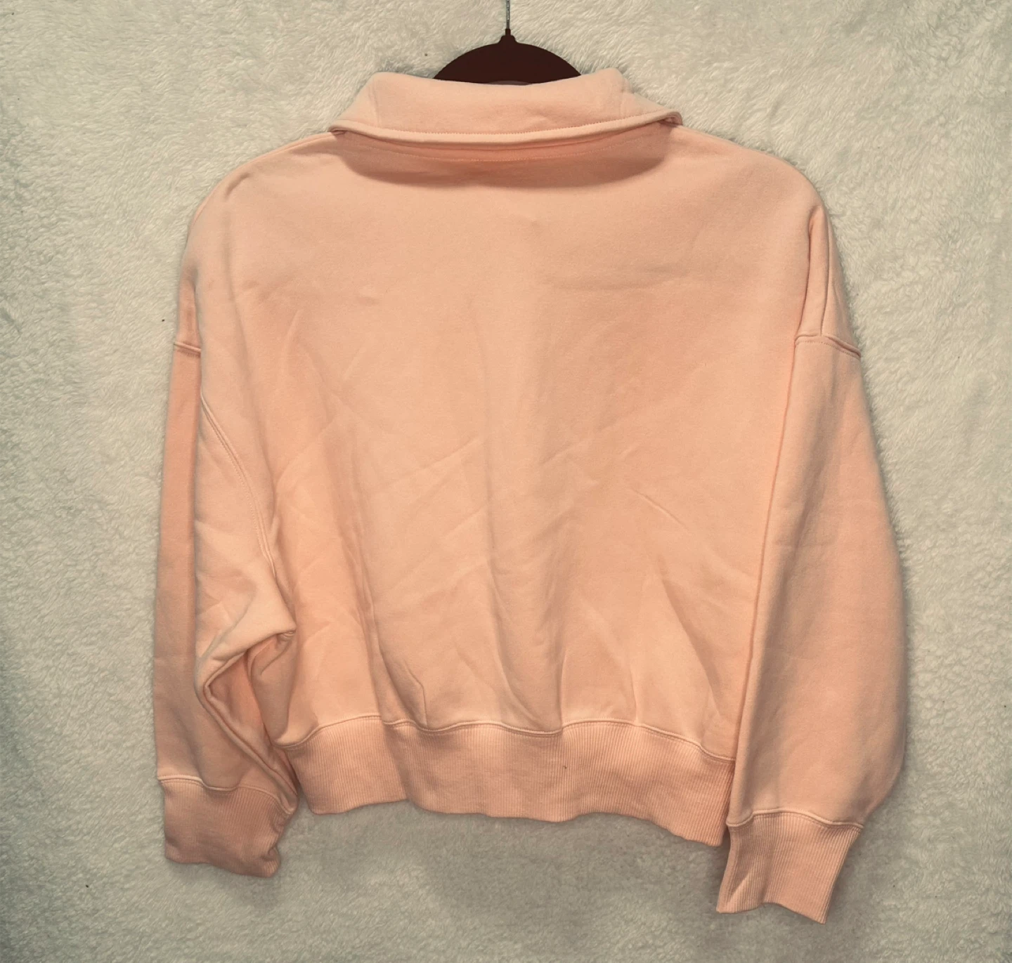 Women's Nike Oversized Half-Zip Sz S Crop Sweatshirt Pale Orange - photo 2