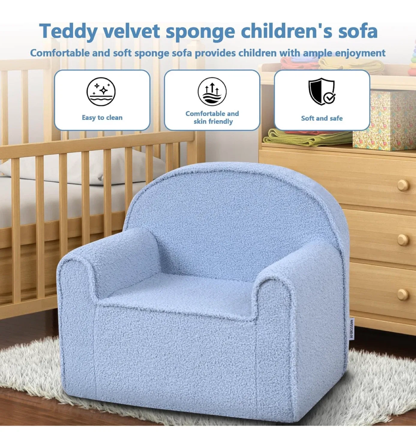 🥕 New Teddy soft Children's Sofa - Blue image indicator(2)