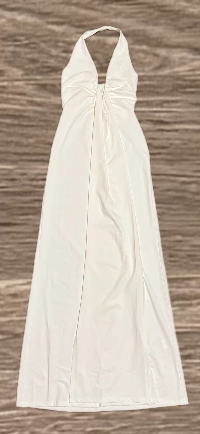 White Halter Maxi Dress