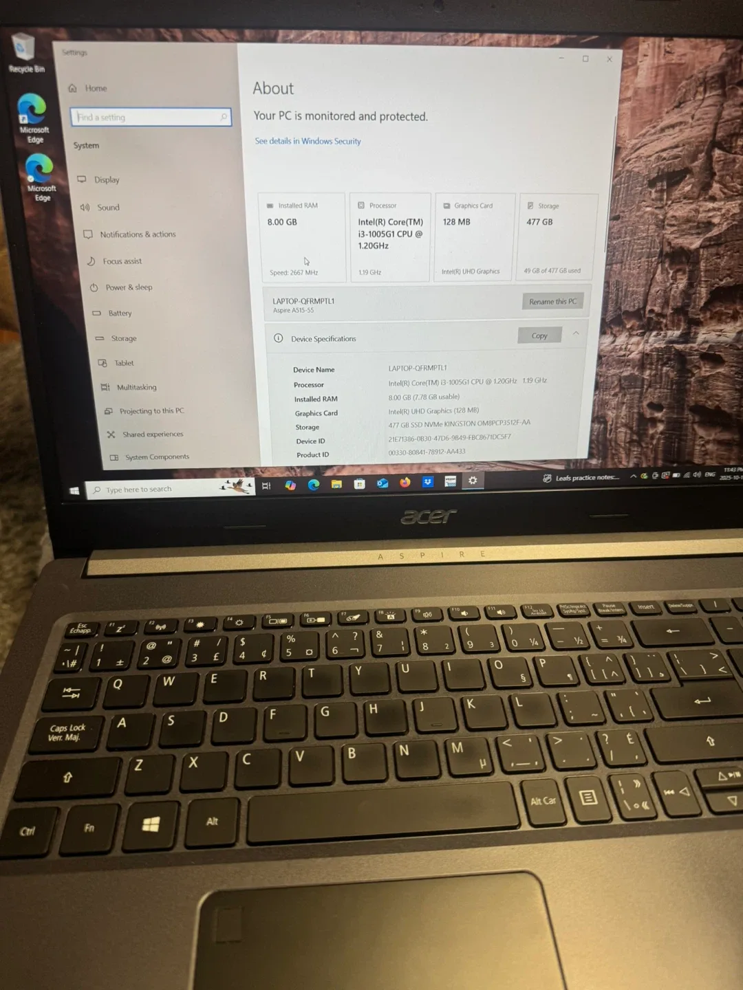 Acer Aspire i3 Laptop 500 GB drive image indicator(6)