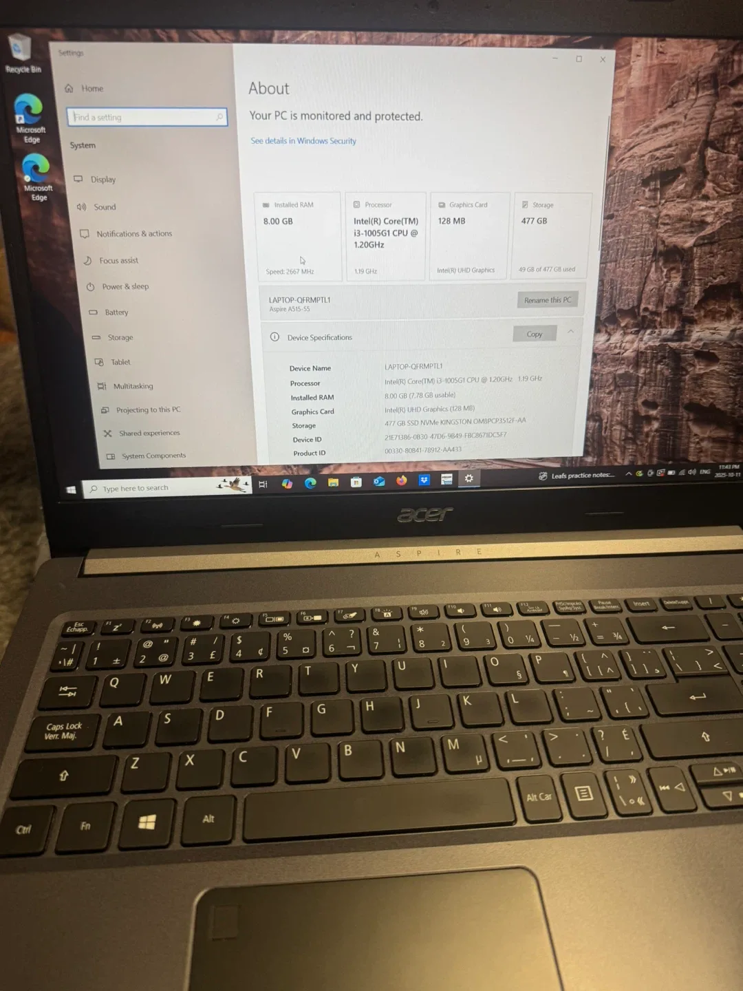 Acer Aspire i3 Laptop 500 GB drive image indicator(7)