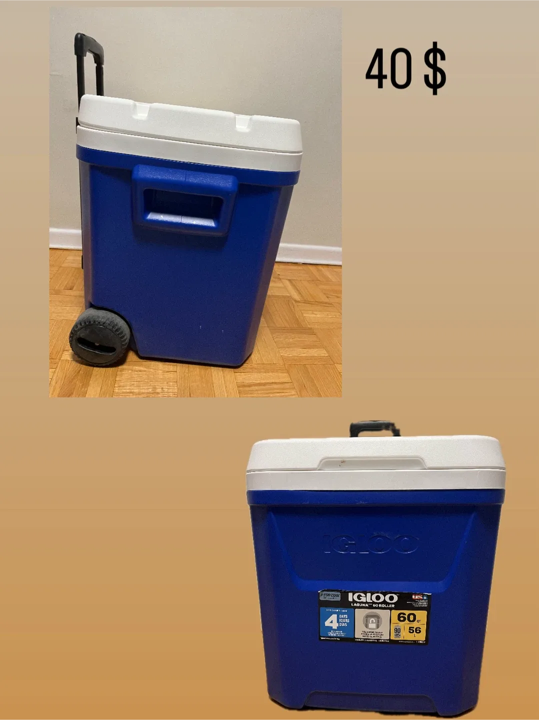 Igloo Laguna 60 Roller Cooler - Blue & White thumbnail