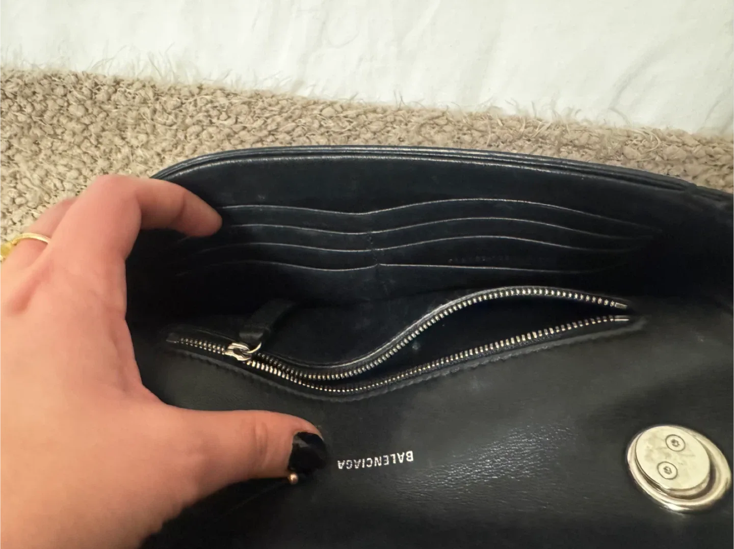 Balenciaga Black Leather Chain Wallet purse image indicator(4)