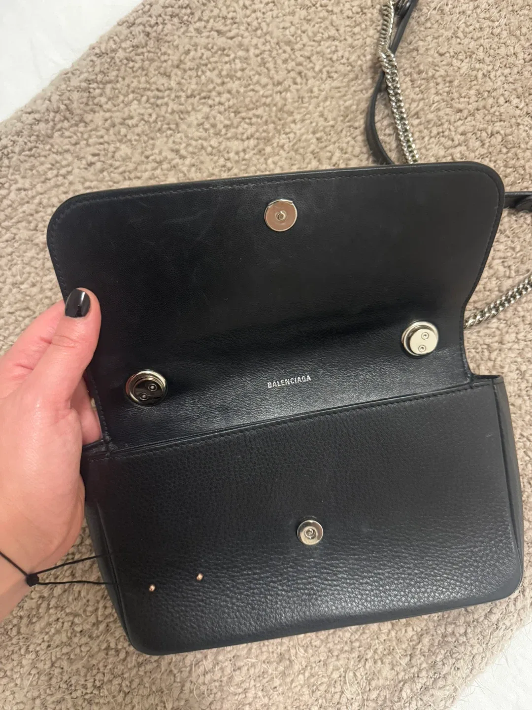 Balenciaga Black Leather Chain Wallet purse image indicator(3)