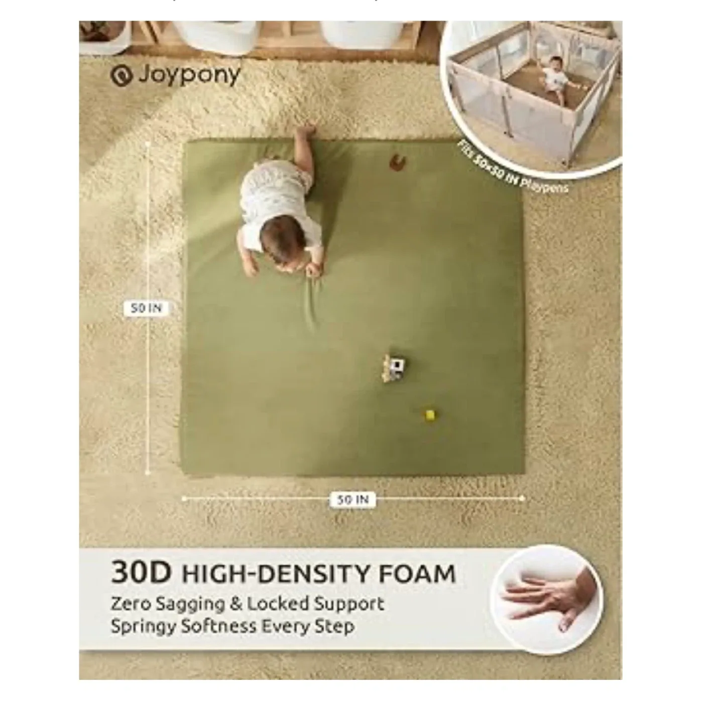 Joypony Vegan Leather Baby Play Mat - Green image indicator(7)