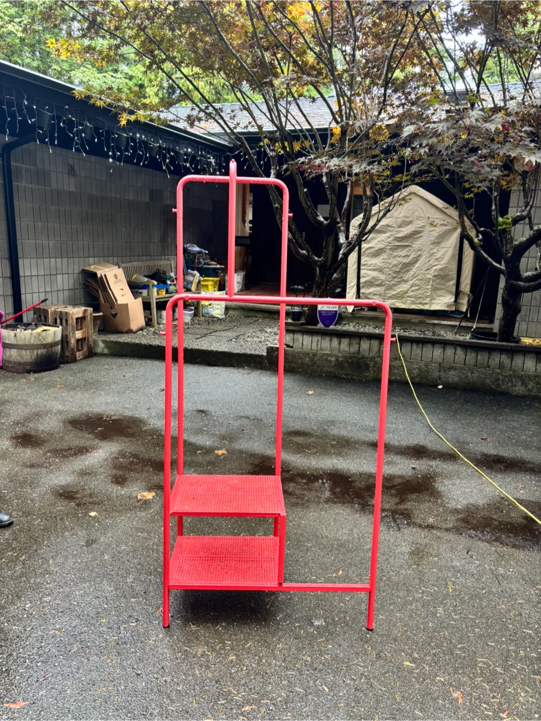 IKEA Red Clothes Rack with Shelves - photo 3