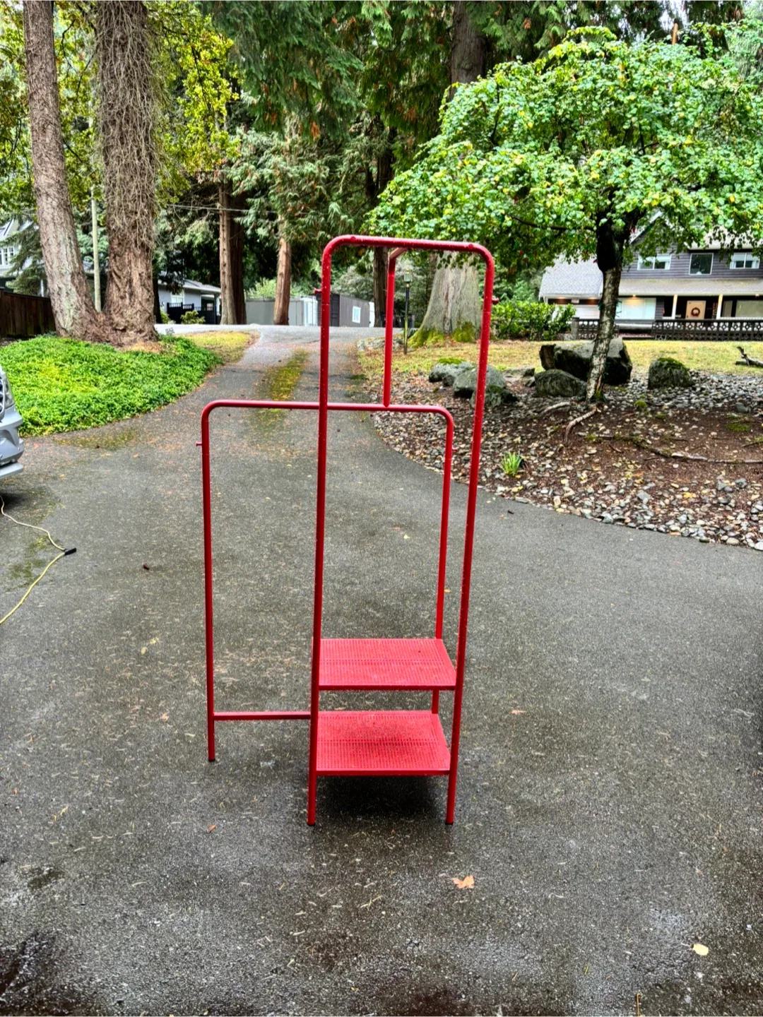 IKEA Red Clothes Rack with Shelves