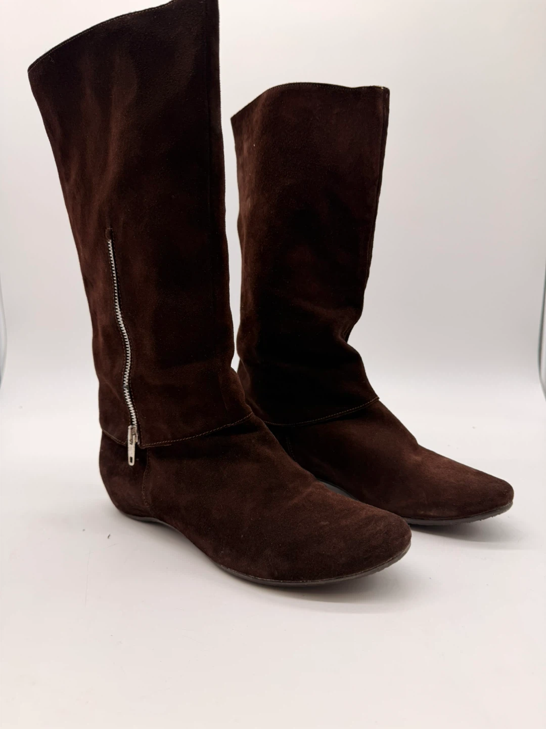 New B2 by Browns Women’s Suede Tall Boots – Dark Brown - photo 3