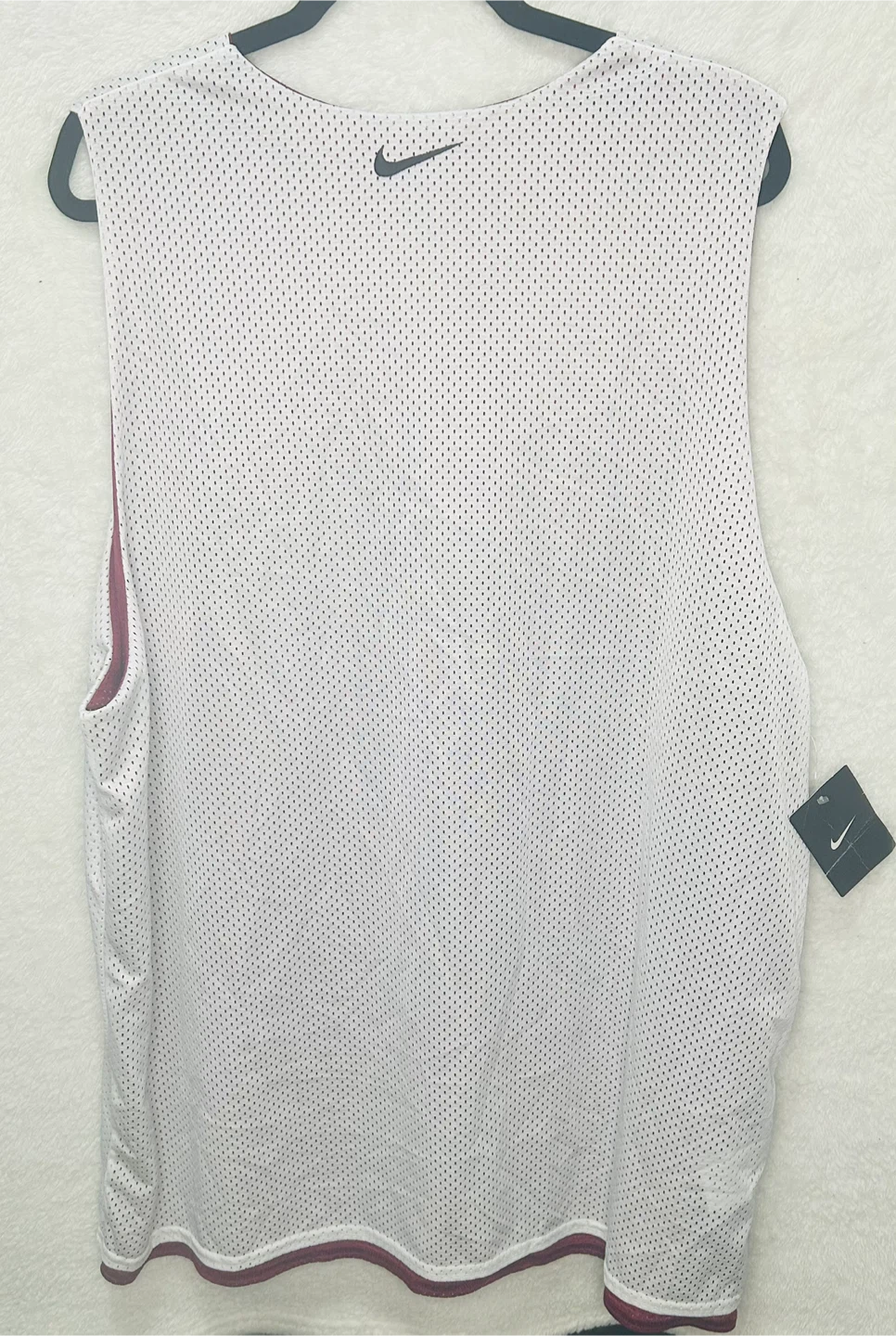 Men’s Nike Mesh Reversible White Burgundy Basketball Jersey 2X - photo 4