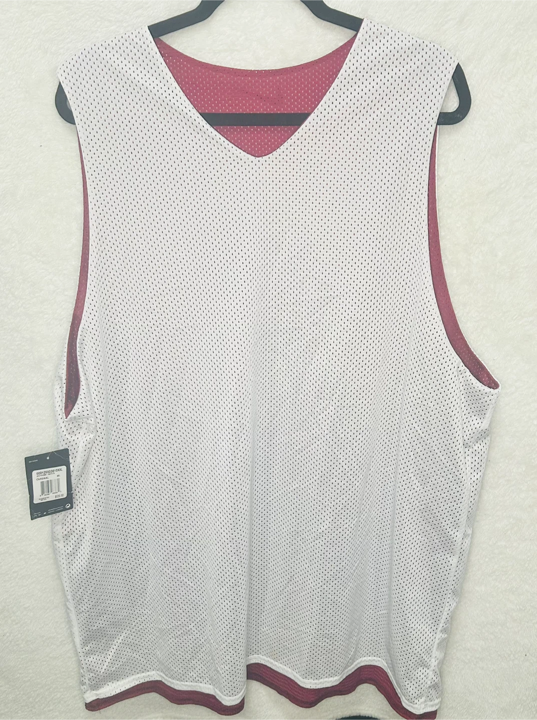 Men’s Nike Mesh Reversible White Burgundy Basketball Jersey 2X - photo 3