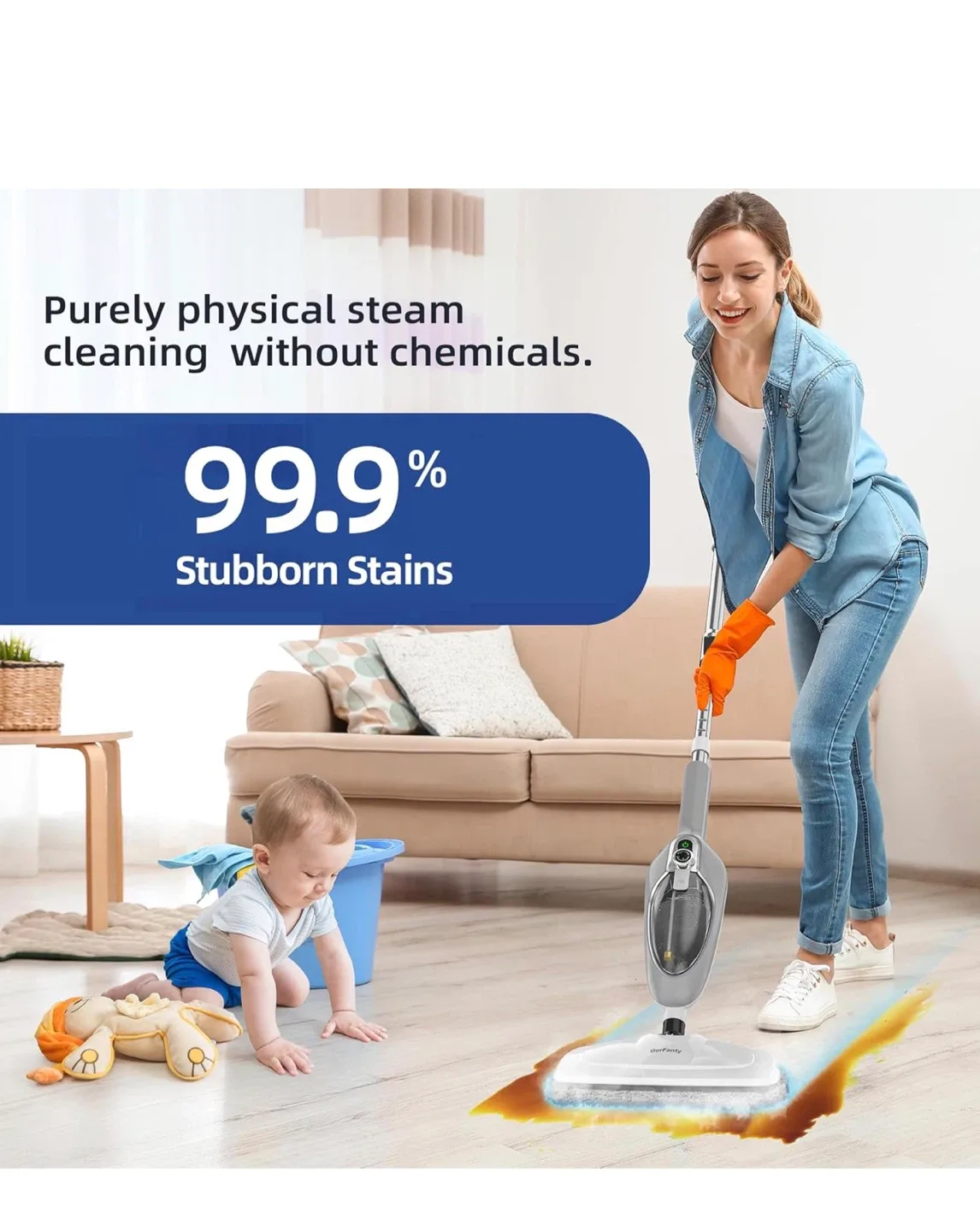 Gorfenty Steam Mop - 10-in-1 MultiPurpose Handheld Steamer image indicator(4)