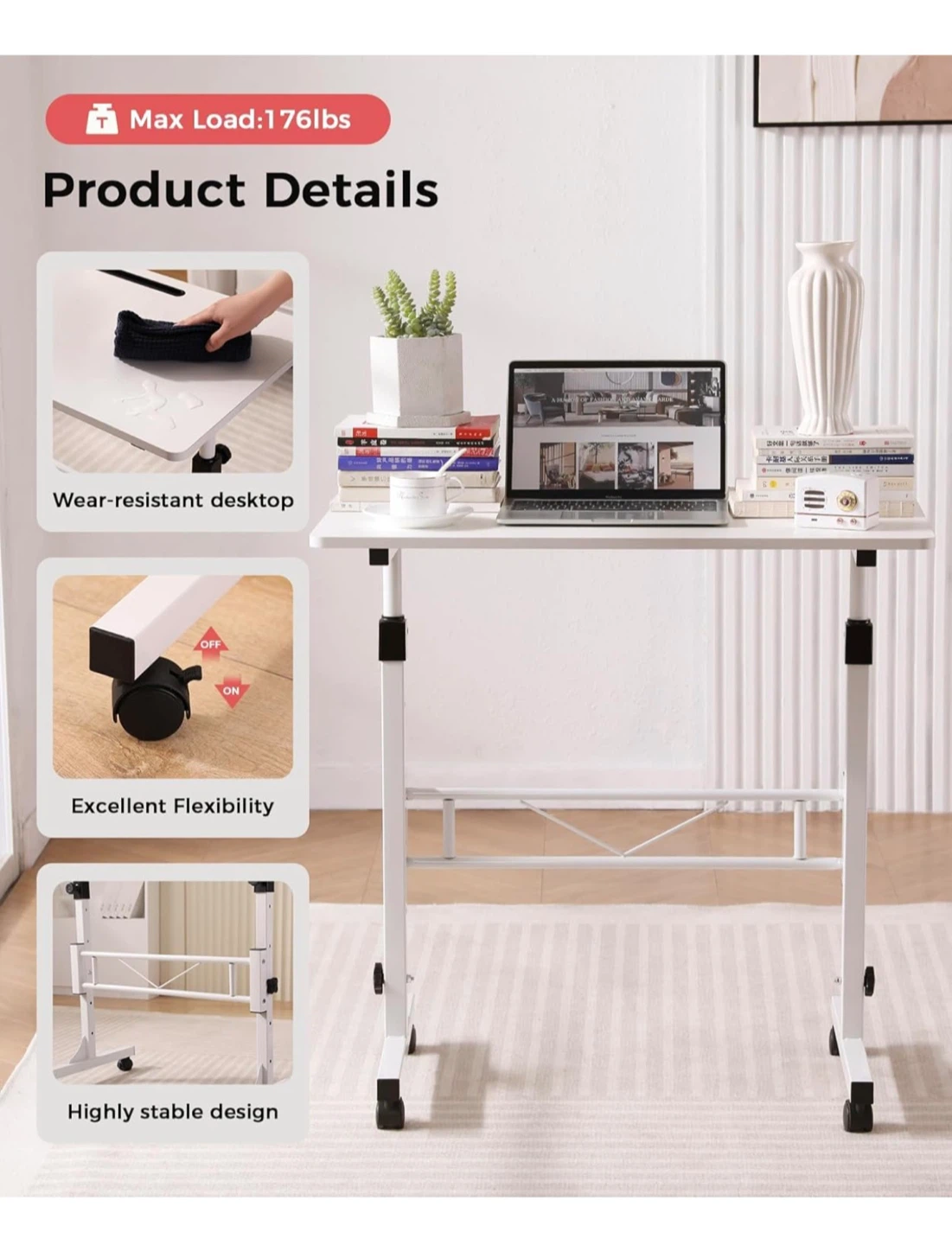 Adjustable Height Standing Desk - White - photo 5