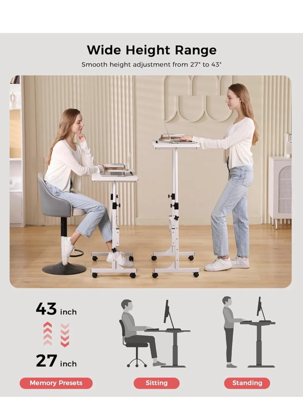 Adjustable Height Standing Desk - White image indicator(3)