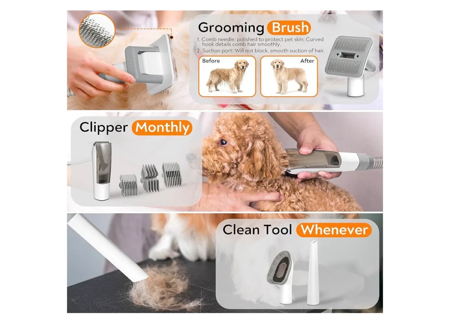 Excegbat Pet Grooming Kit Vacuum image indicator(2)