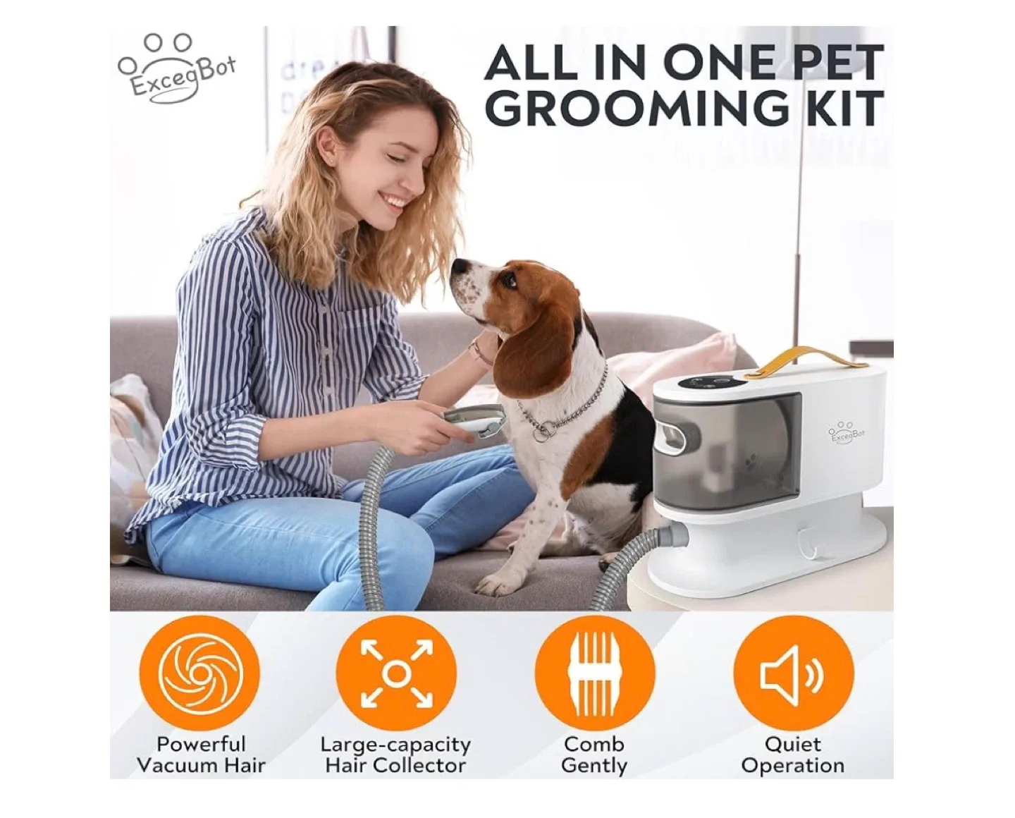 Excegbat Pet Grooming Kit Vacuum image indicator(7)