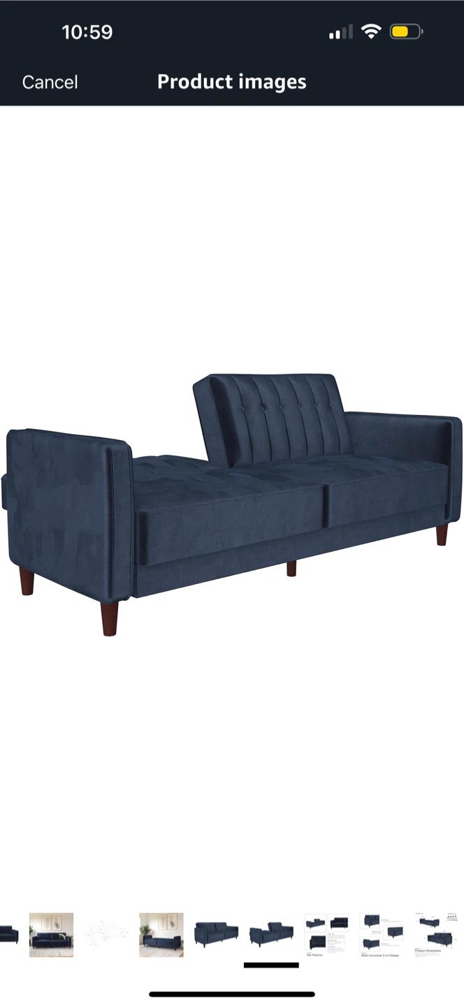 Blue Velvet Futon Sofa Bed - photo 5