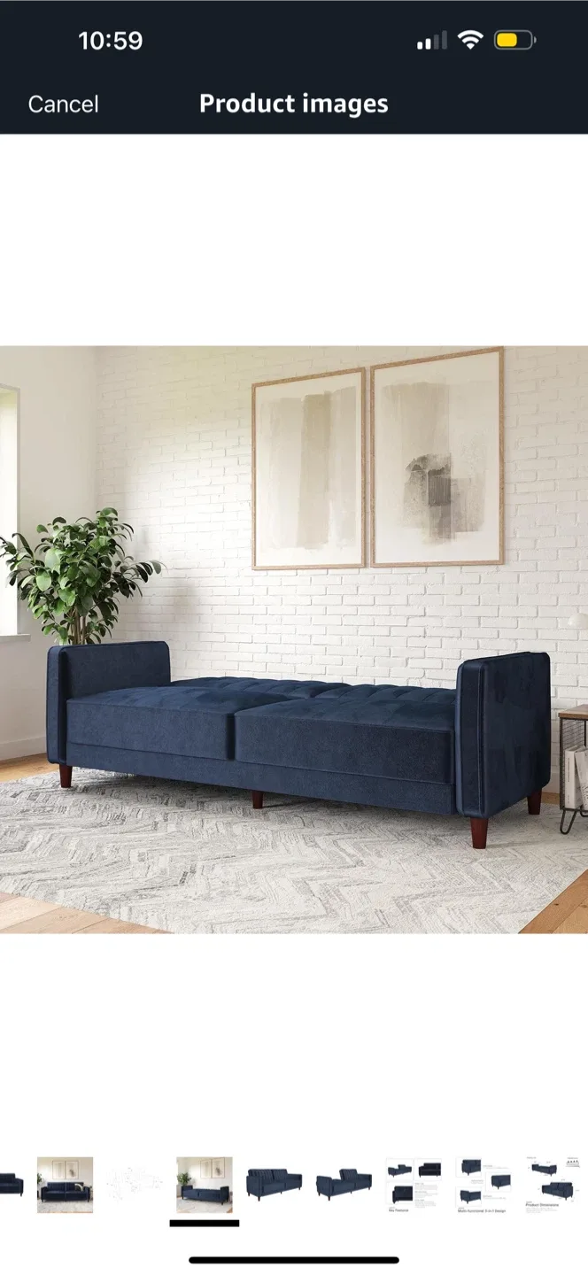 Blue Velvet Futon Sofa Bed image indicator(6)