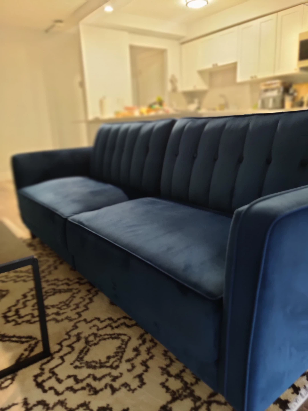 Blue Velvet Futon Sofa Bed