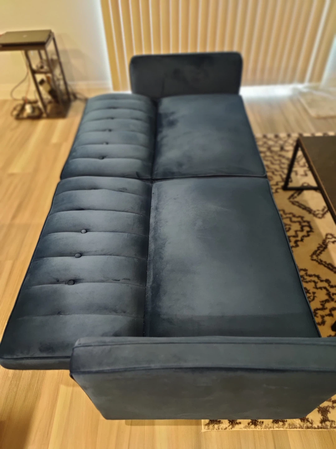 Blue Velvet Futon Sofa Bed - photo 3