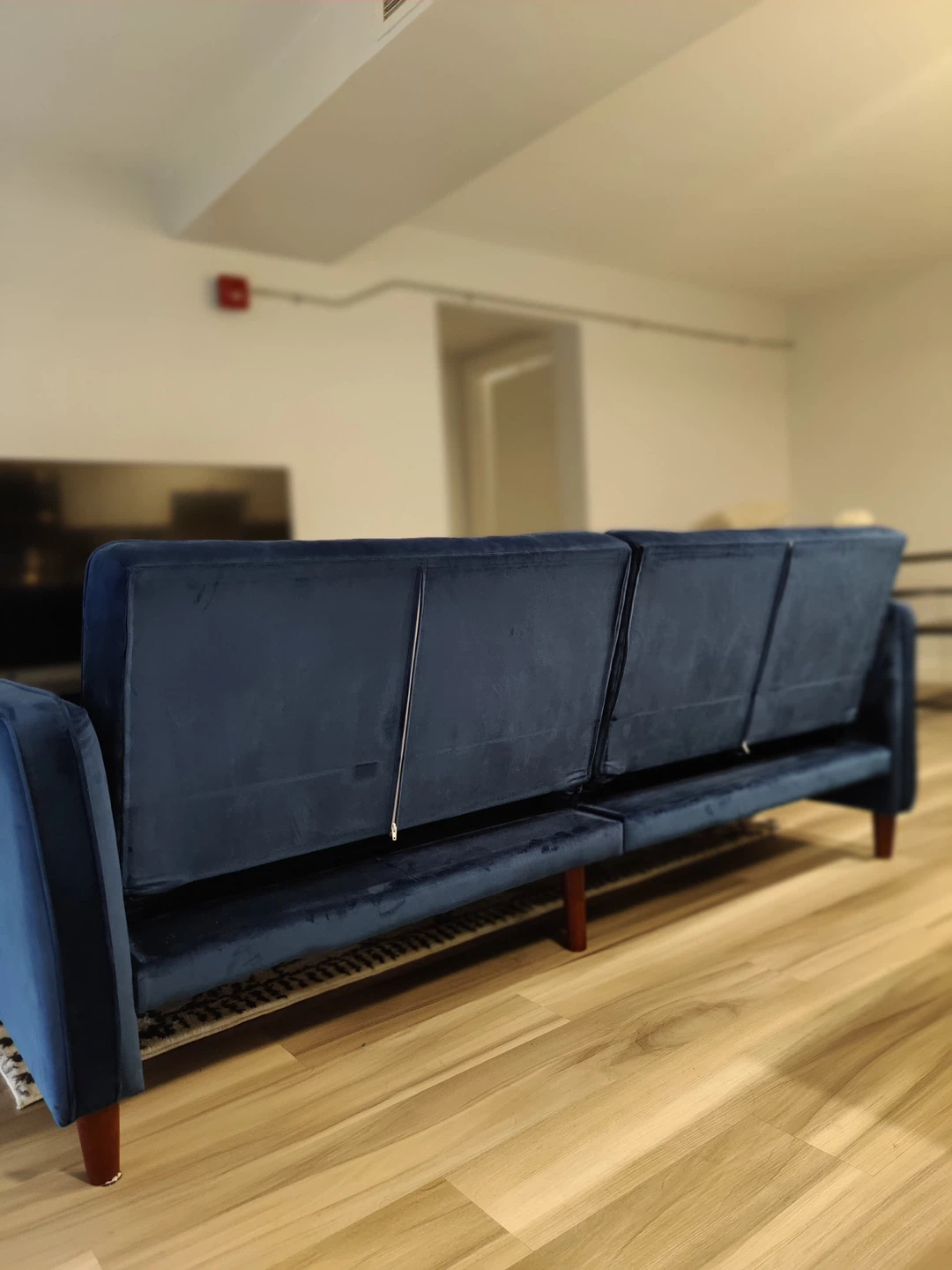 Blue Velvet Futon Sofa Bed - photo 2