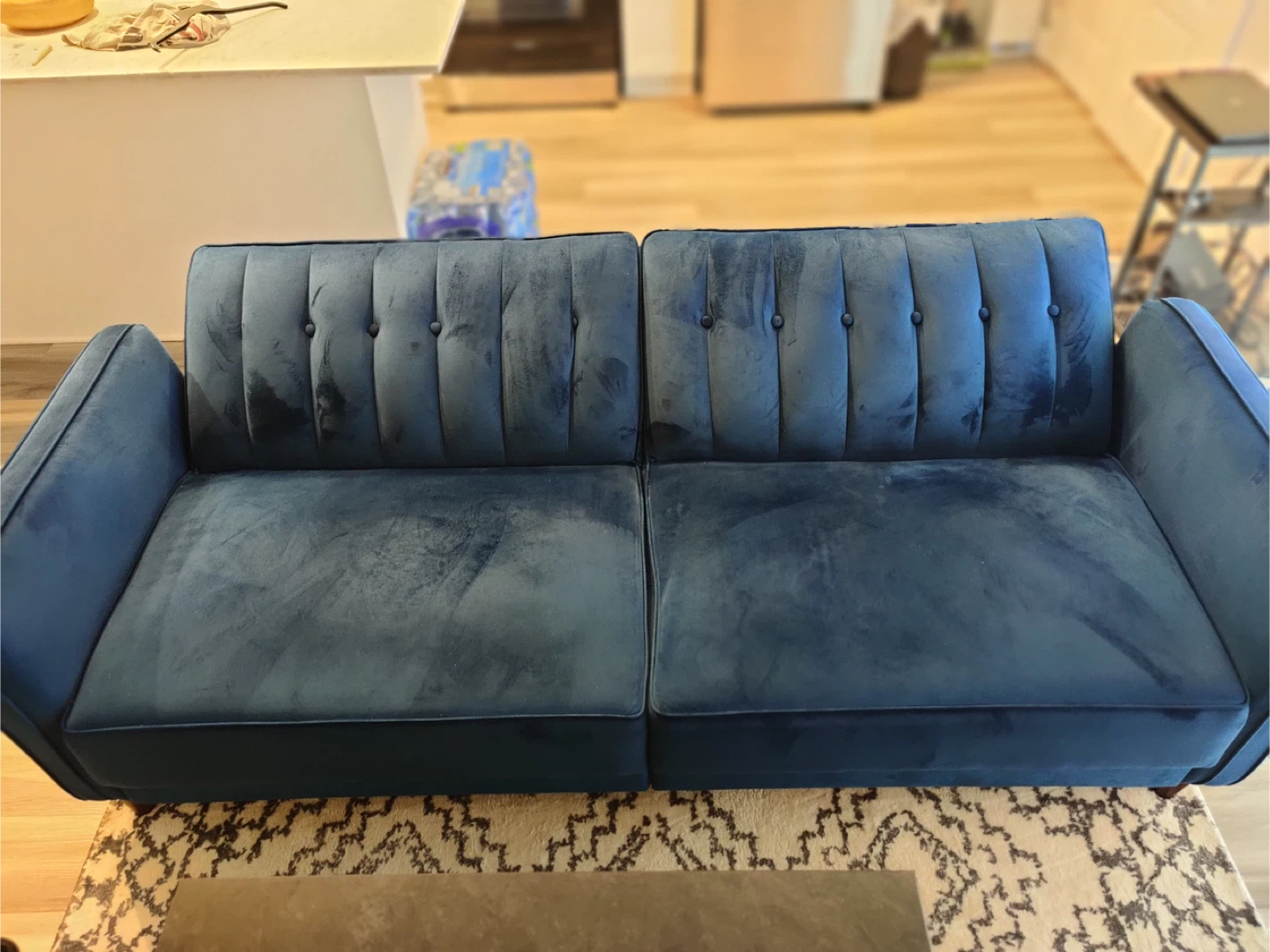 Blue Velvet Futon Sofa Bed - photo 4