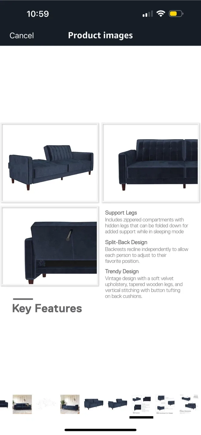 Blue Velvet Futon Sofa Bed image indicator(8)