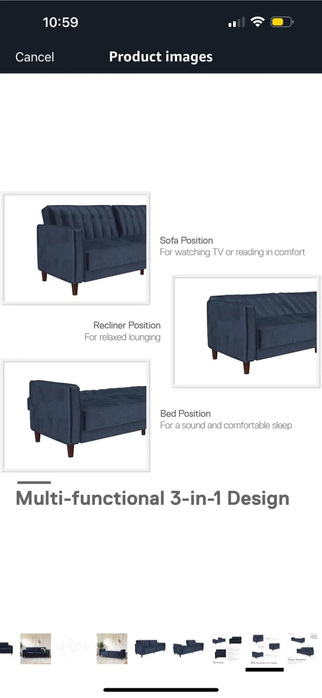 Blue Velvet Futon Sofa Bed image indicator(7)