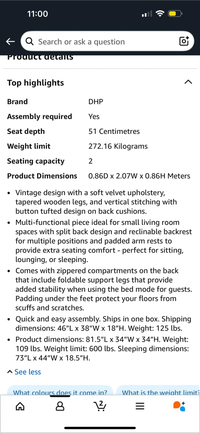 Blue Velvet Futon Sofa Bed image indicator(10)