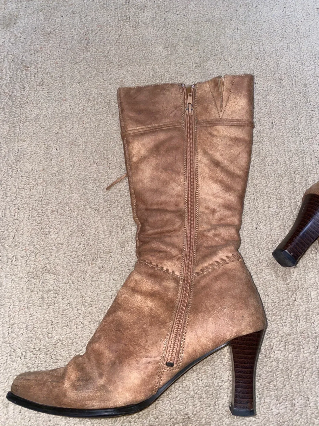 Brown Knee High Heeled Boots - Size 8 image indicator(2)
