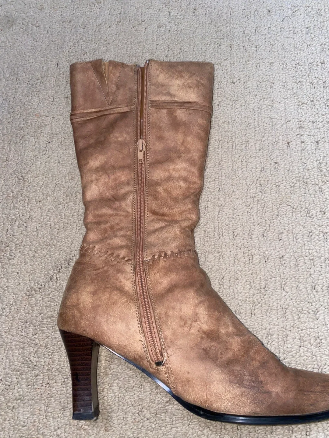 Brown Knee High Heeled Boots - Size 8 image indicator(4)