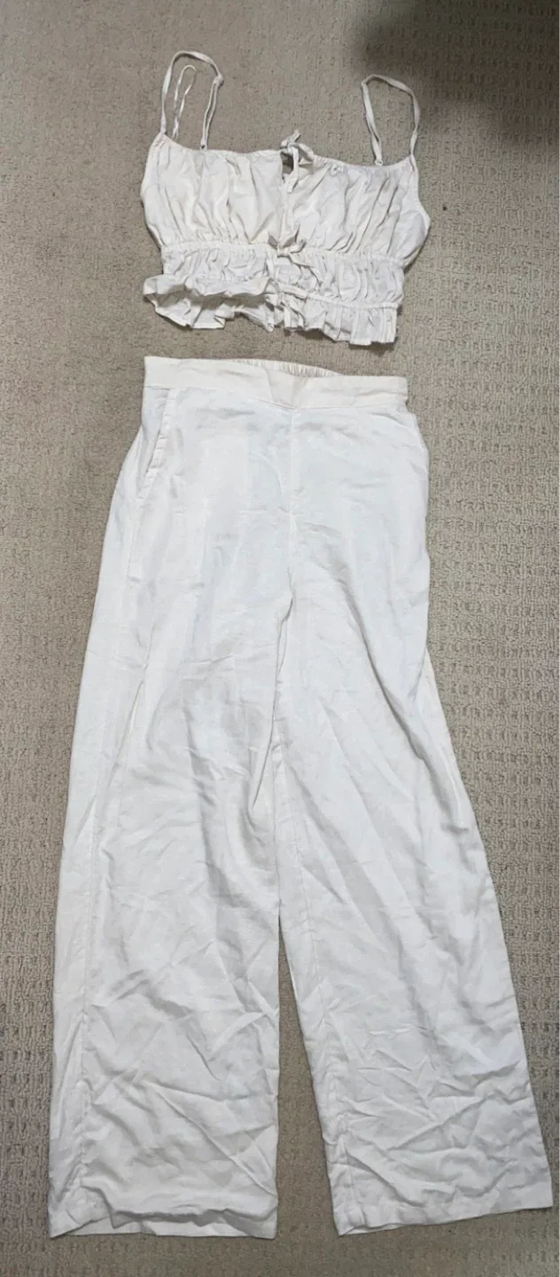 White Two-Piece Set / Co-ord top and pants thumbnail