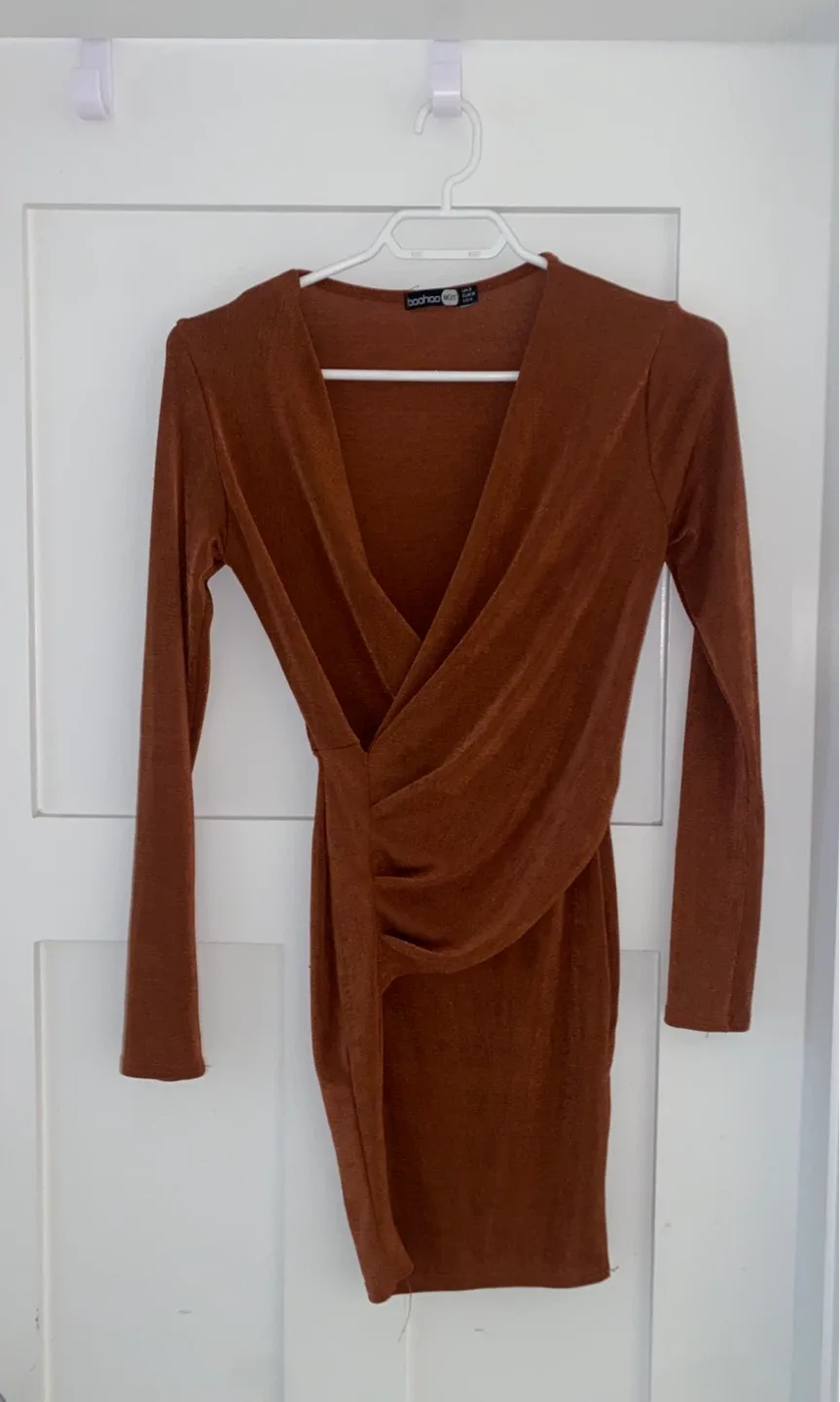 Boohoo Night Brown Dress - Size US 4 thumbnail