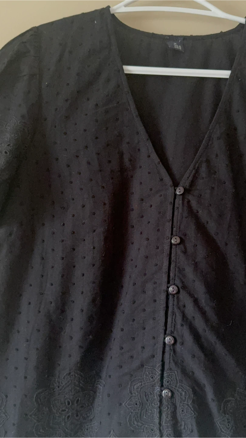Black Button-Up Blouse - Size M - photo 2