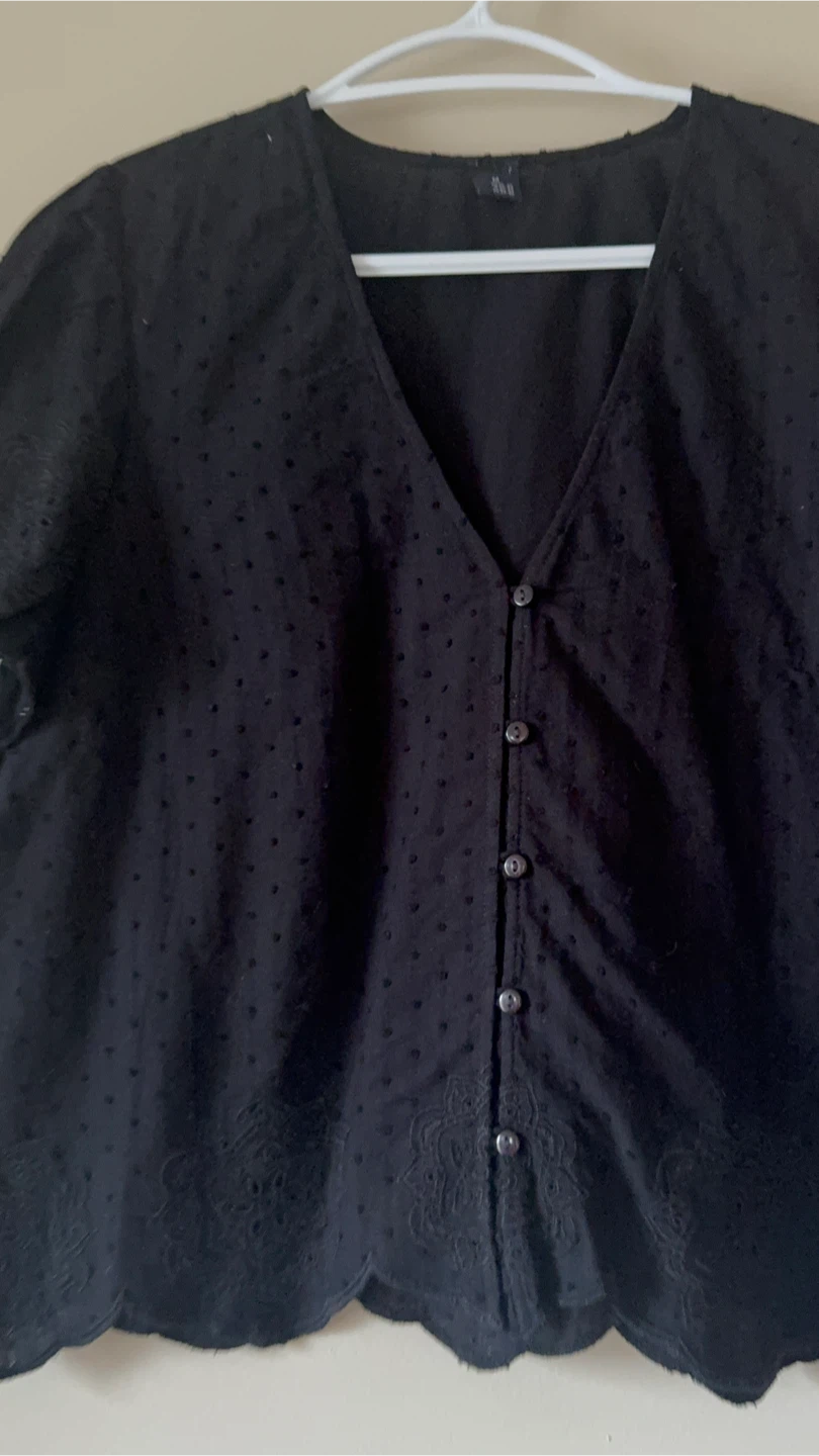 Black Button-Up Blouse - Size M - photo 5