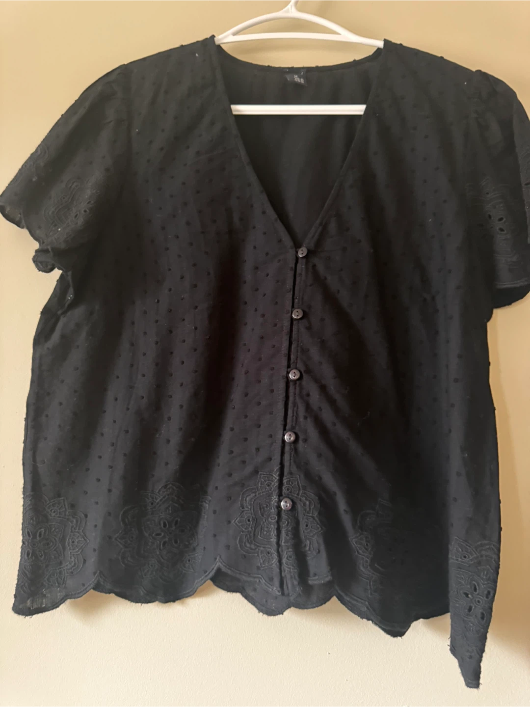 Black Button-Up Blouse - Size M