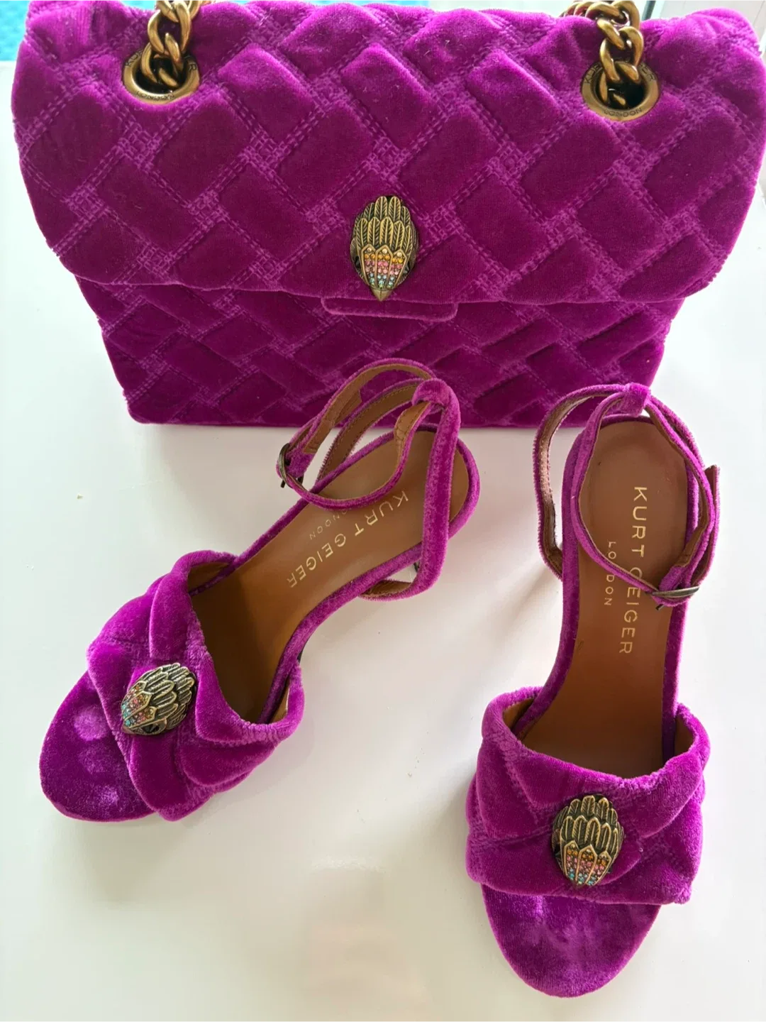 Kurt Geiger London Purple Velvet Bag & Heels Set, Size 36 thumbnail