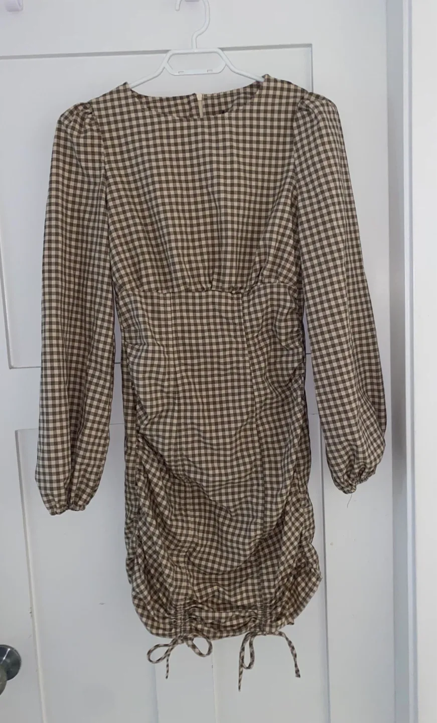 Long sleeve Checked Mini Dress image indicator(2)