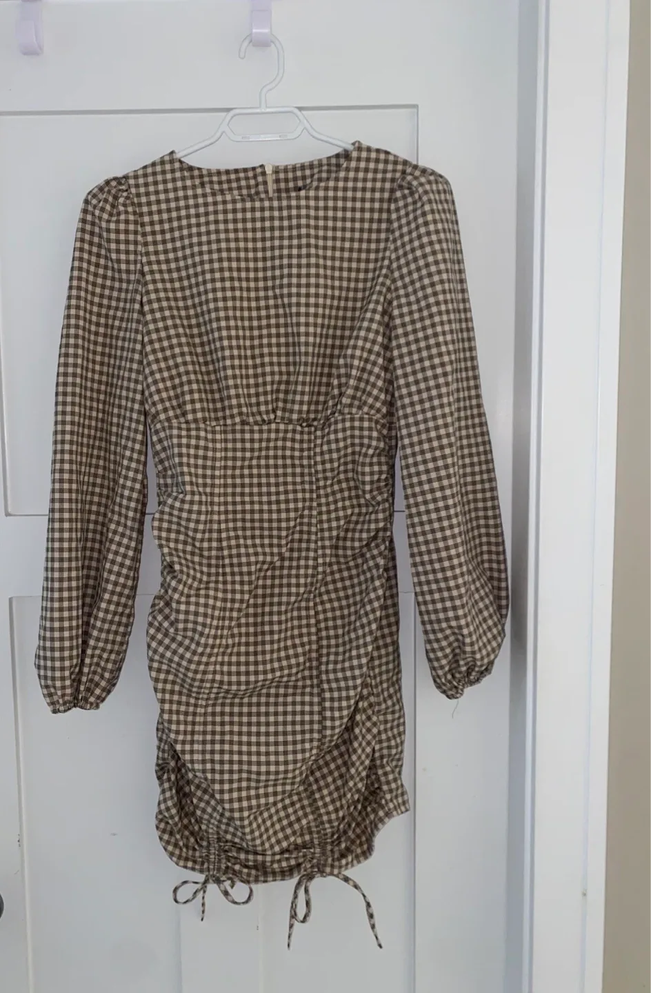 Long sleeve Checked Mini Dress image indicator(3)