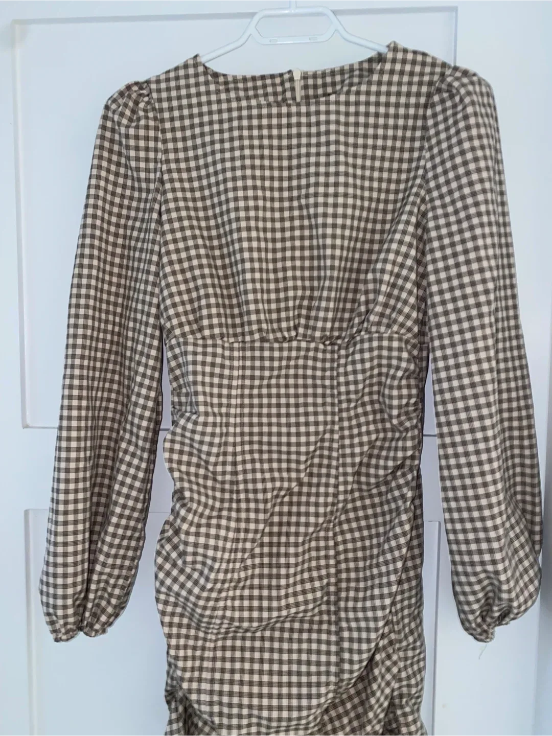 Long sleeve Checked Mini Dress image indicator(4)