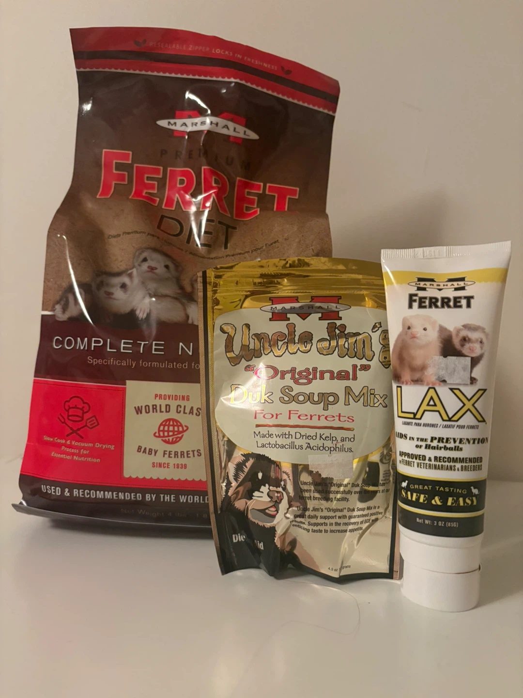 ferret food, soup mix and ferret lax