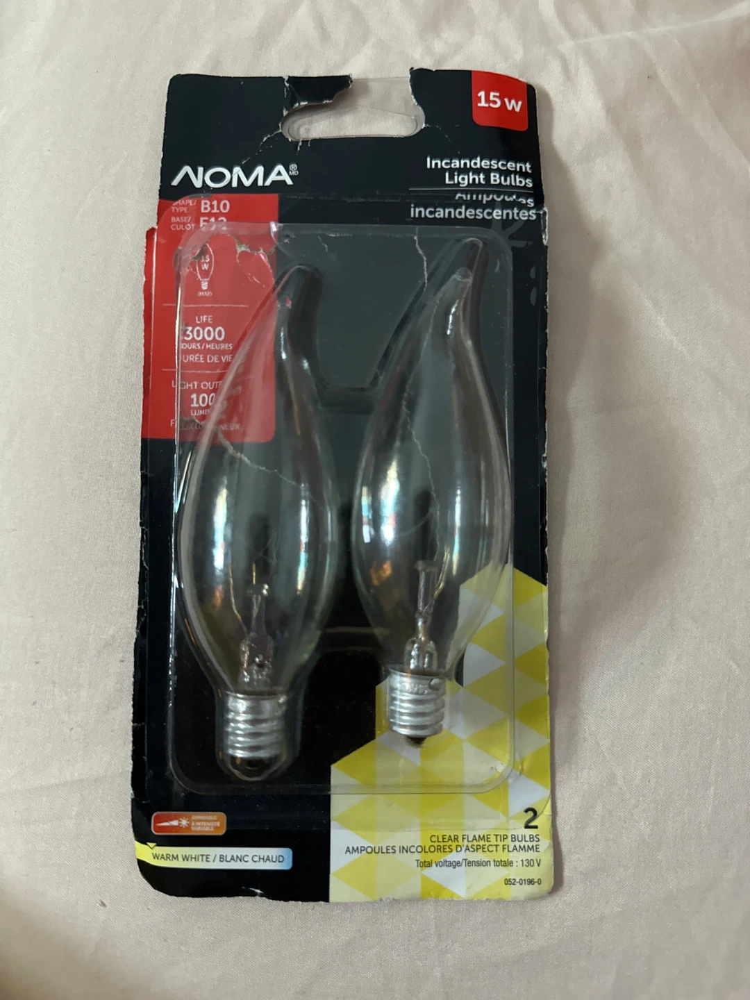B10/E12 bulb 15W Incandescent Light Bulbs - 2 Pack
