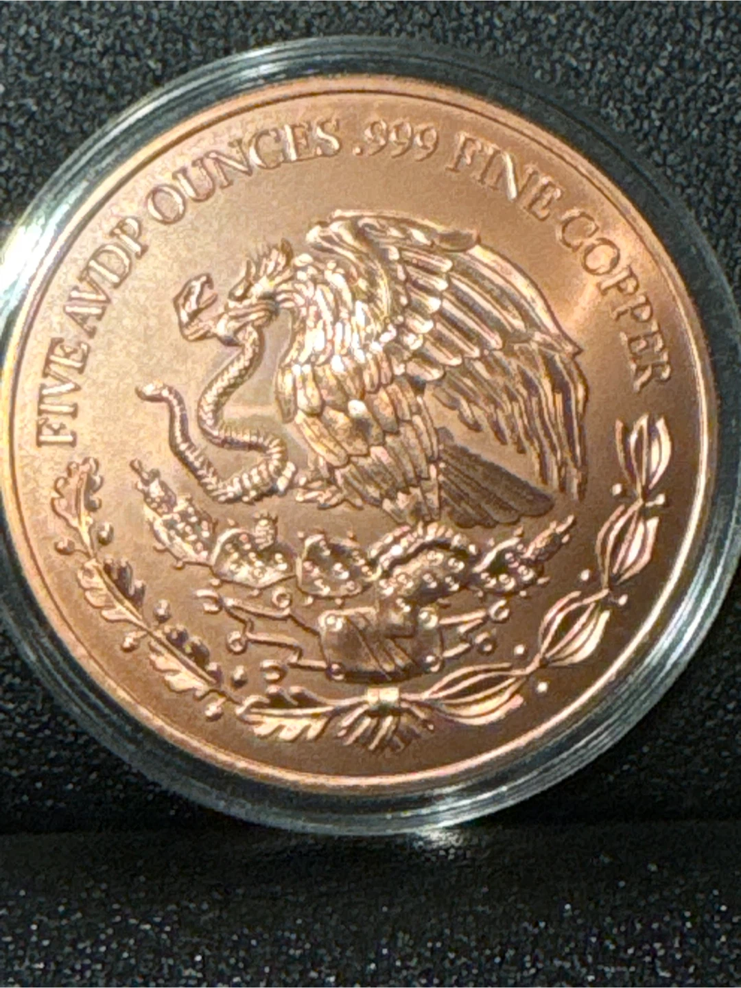 2024 Mexico 5 AVDP Ounces .999 Fine Copper Coin - photo 2