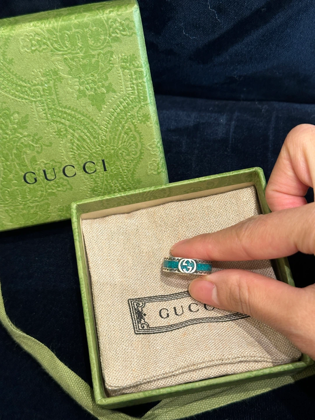 Gucci Interlocking G Turquoise Enamel Ring - photo 2