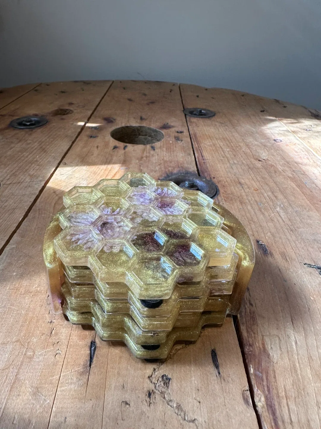 Handmade Resin Coasters with Dried Flowers thumbnail
