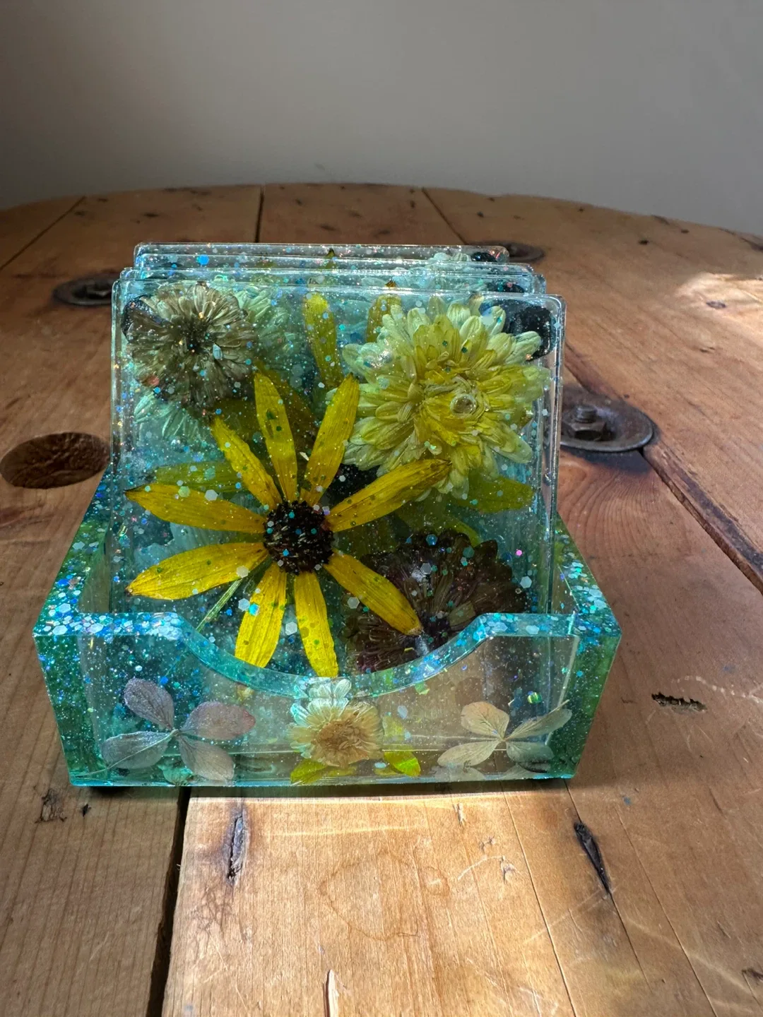 Handmade Resin Coaster Sets with Holder thumbnail
