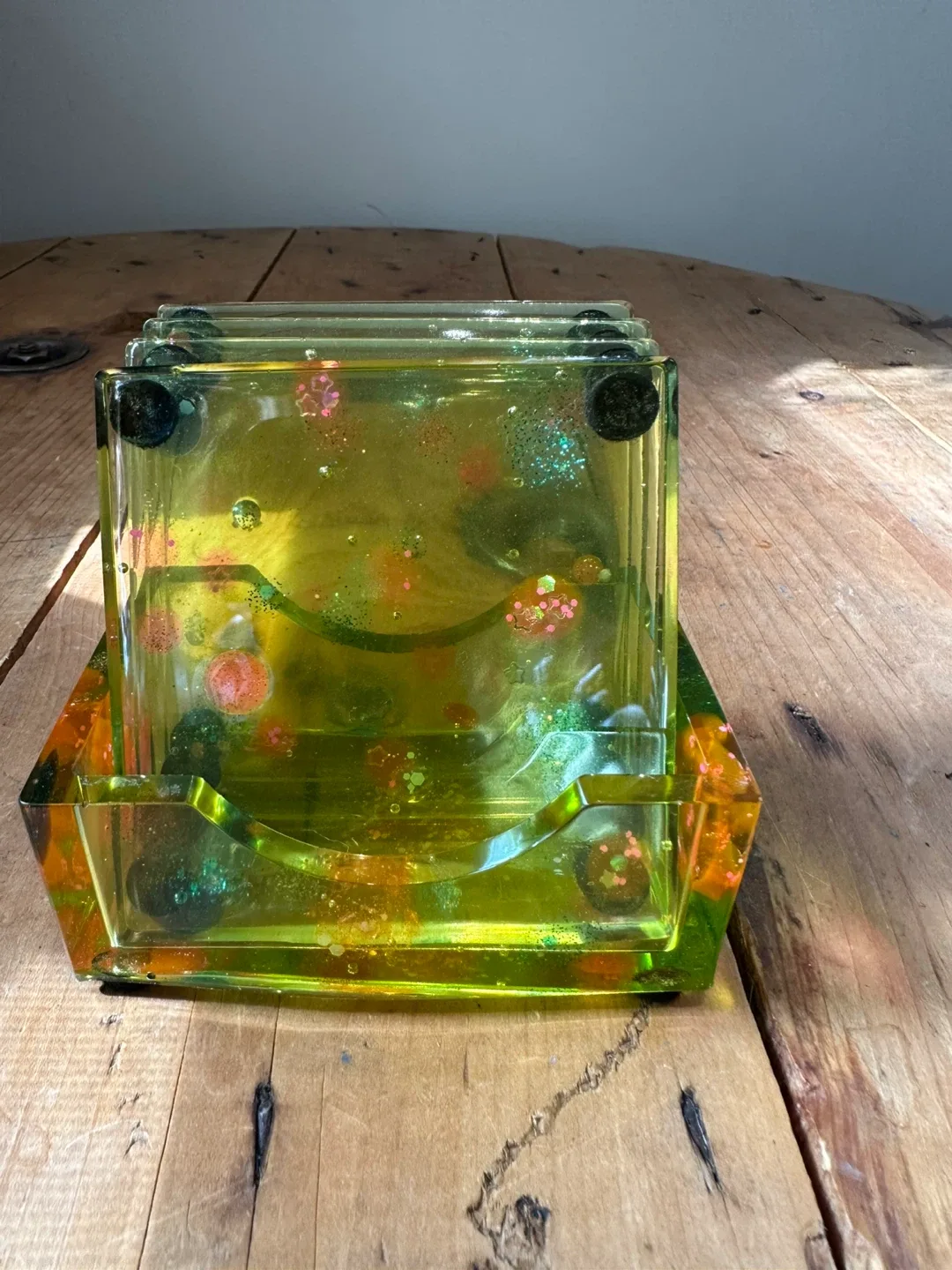 Handmade Resin Coaster Set with Holder thumbnail