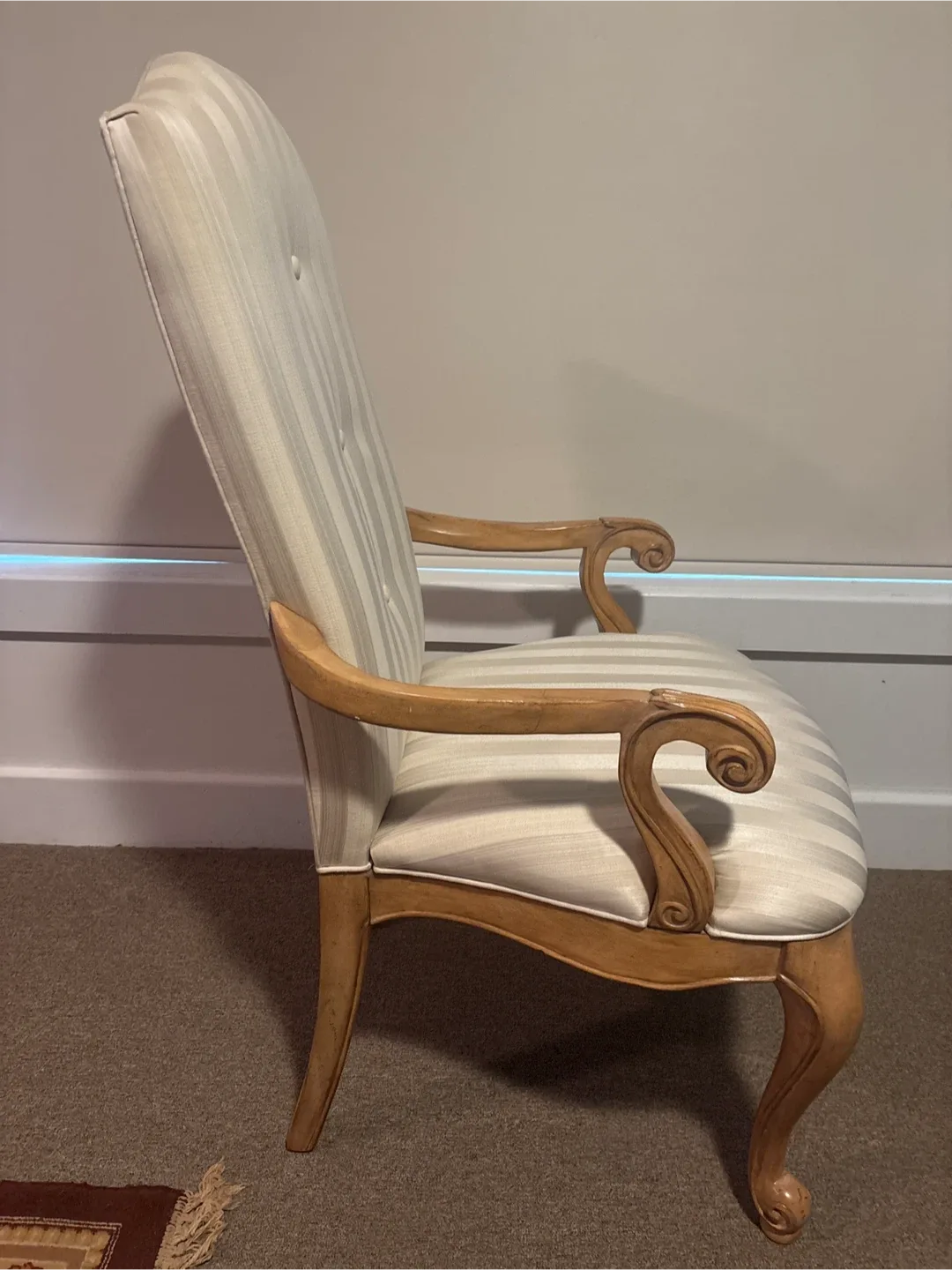 Upholstered Armchair - Striped Fabric- Reduced For Quick Sale image indicator(4)