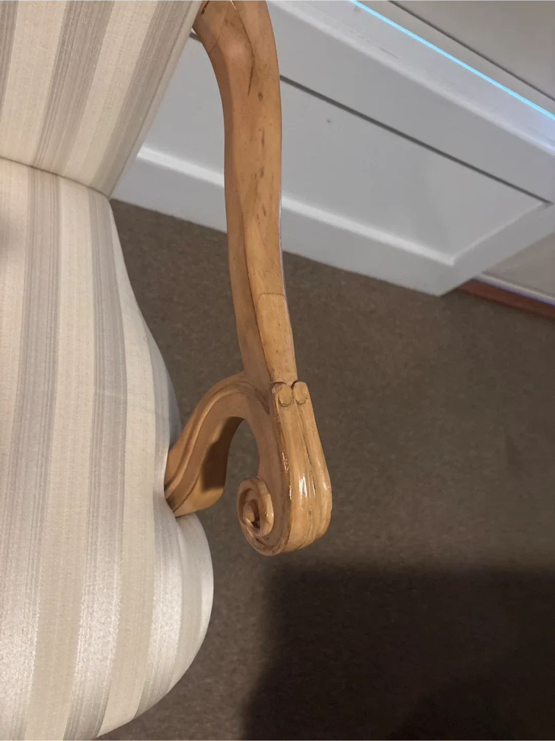 Upholstered Armchair - Striped Fabric- Reduced For Quick Sale image indicator(8)