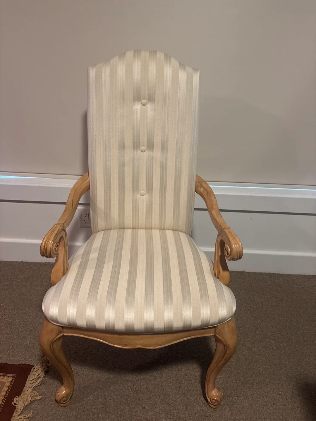 Upholstered Armchair - Striped Fabric- Reduced For Quick Sale image indicator(10)